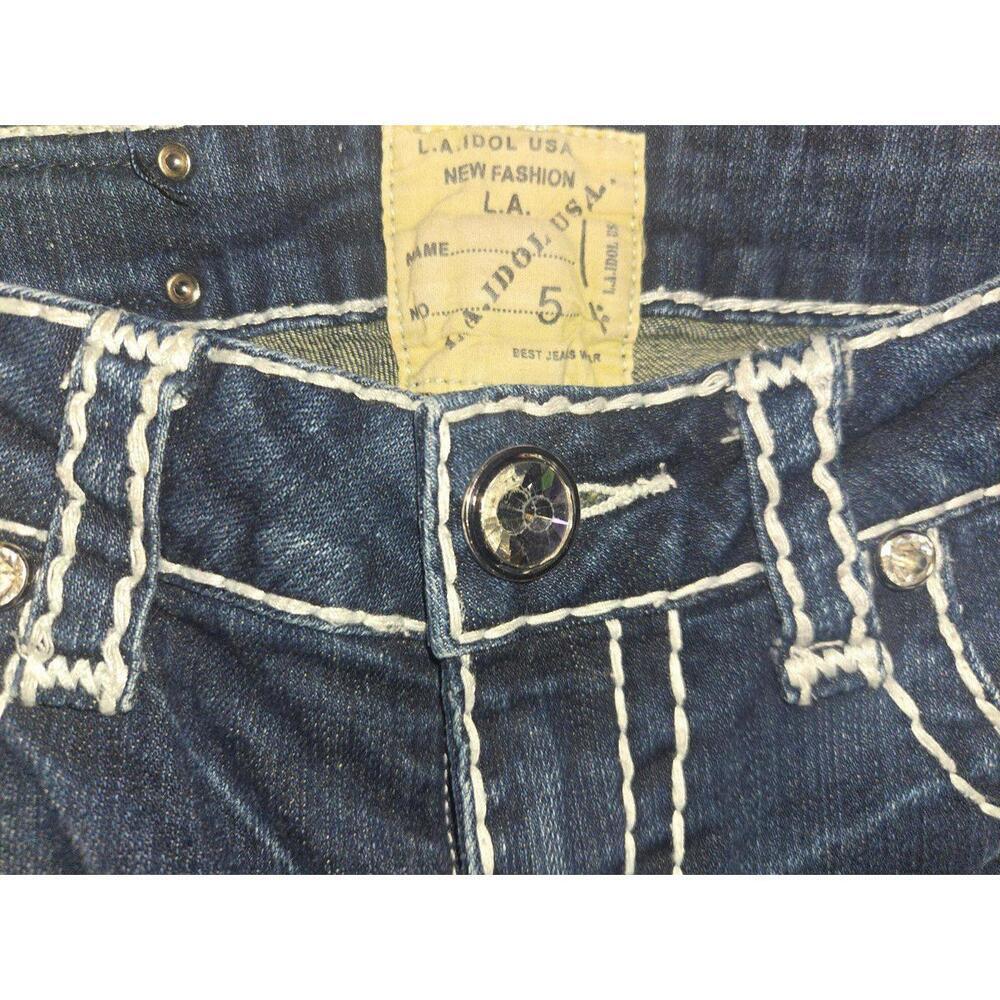 Dark Wash L.A. Idol Jeans Size 5 In Excellent Used Condition, No Flaws! - Picture 4 of 9